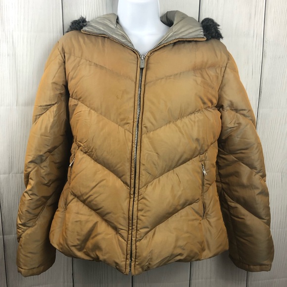 Express Jackets & Blazers - Express size M metallic brown hooded puffer coat